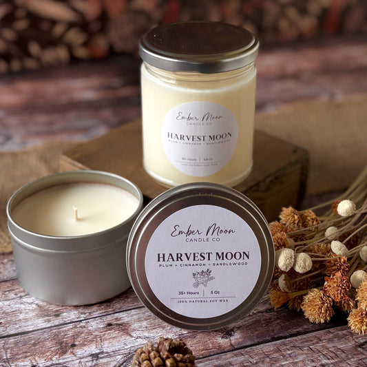 Harvest Moon Soy Candle | Plum + Cinnamon + Sandlewood