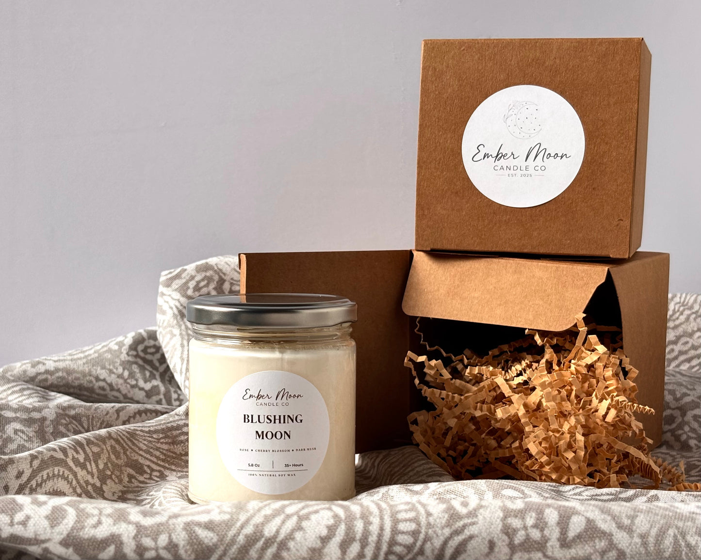 Blushing Moon | Rose + Cherry Blossom + Dark Musk Soy Candle